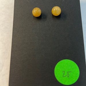 New Natural Burmese Jade Stud Earrings